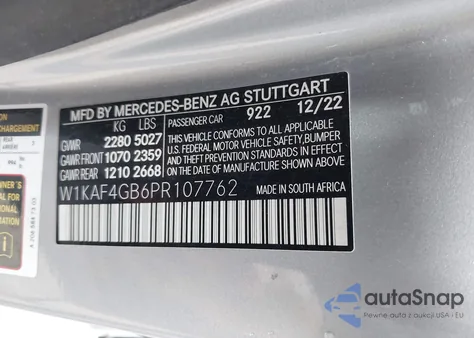 2023 Mercedes-Benz C 300 Sedan from USA, damaged, VIN W1KAF4GB6PR107762